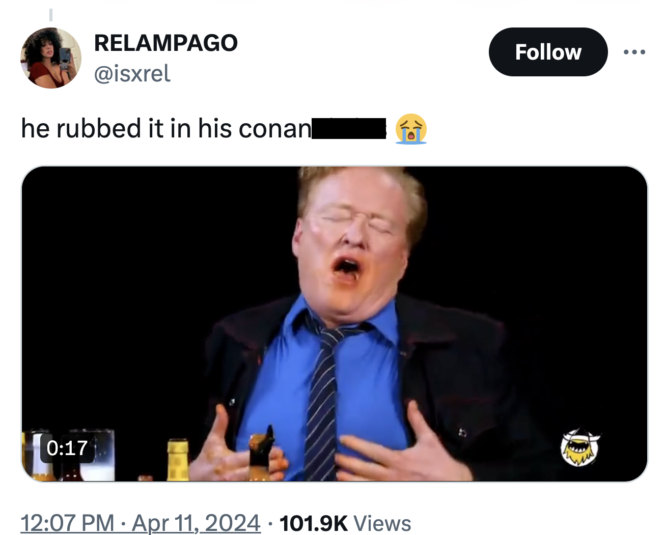 photo caption - Relampago he rubbed it in his conan Views